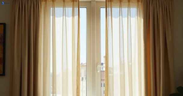 Dusty and dull curtains in dicky-beach before steam cleaning